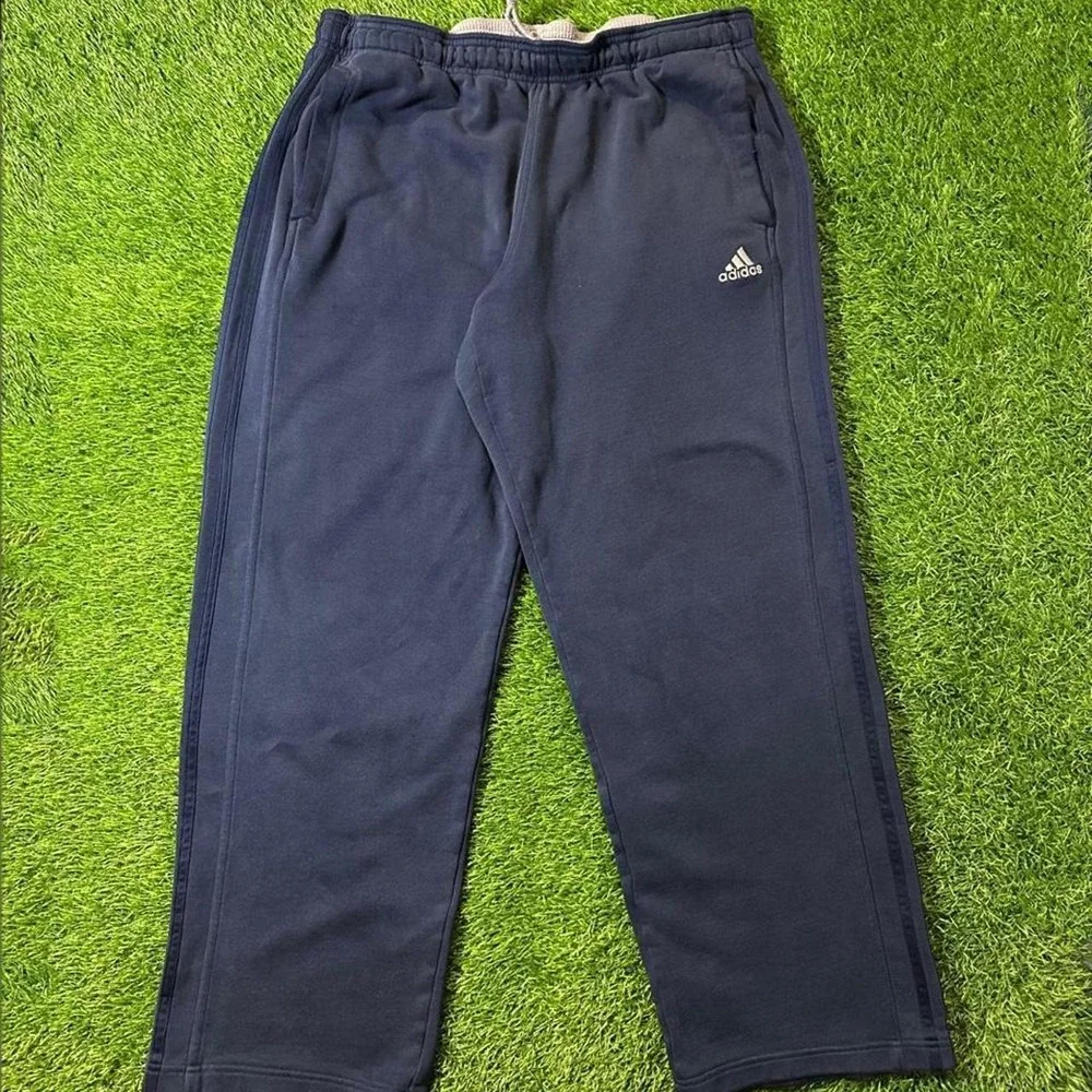 Adidas Climawarm Fleece Lined Track Pants Navy 3 Stripe Sweatpants